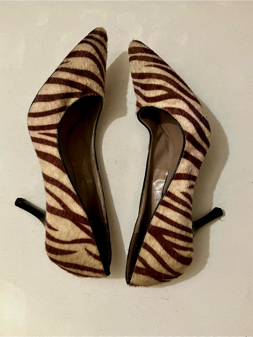 Tan and Brown Zebra Print Pointed-Toe Women’s Pumps by Nine & CO.